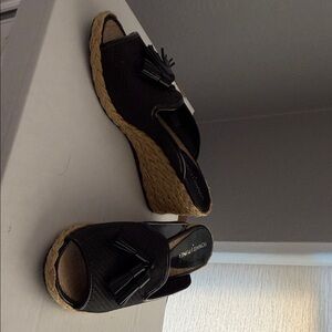 Donald J. Pliner Black Espadrille Wedges